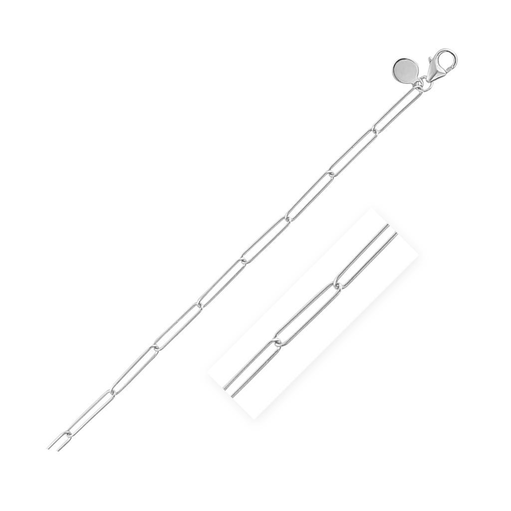 14k White Gold Wire Paperclip Chain (2.7 mm) -18"