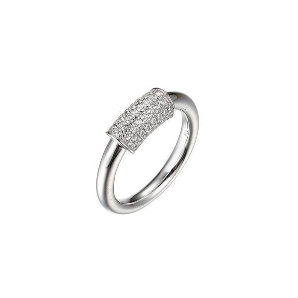 RCGR4Q03G-W-7 Sterling Silver "PAPERCLIP" with Diamondlite Pave Ring - Silver