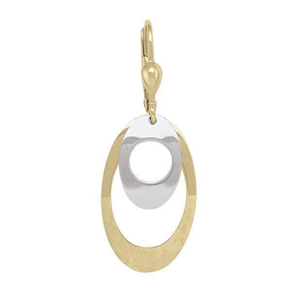 10K Gold and Silver Oval Shape Fashion Drop Earrings - 2.4gm - 10K2T