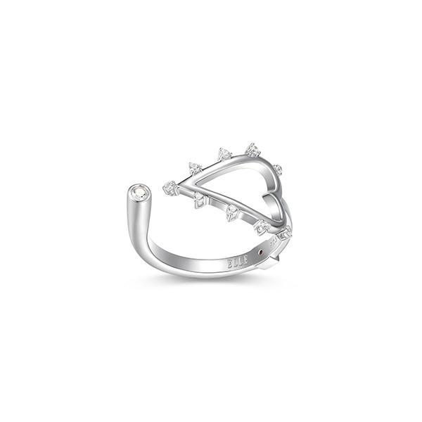 RR4LAJ700-W-6 Sterling Silver SPIKE Heart Shape and Cubic Zirconia Ring Size 6