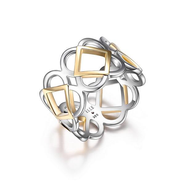 RR4LAB1A0-W-7 Sterling Silver FLORENCE Motif Two Tone Band Ring Size 7