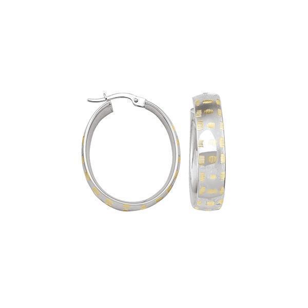 10K Two Tone Gold Hoop Earrings - ETECA198 - 3.5 gm - 2T