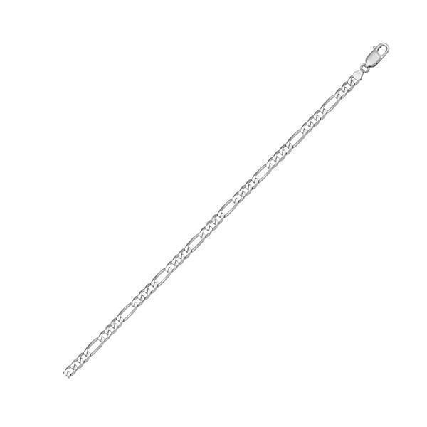 7" 18K White Gold Figaro Link Bracelet