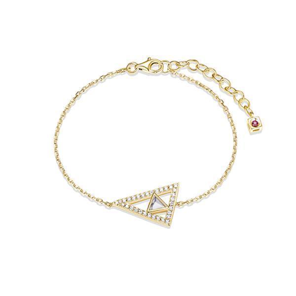 B31LAK0-Y "Spatial" Sterling Silver Howlite and Pave Cubic Zirconia Triangle Bracelet