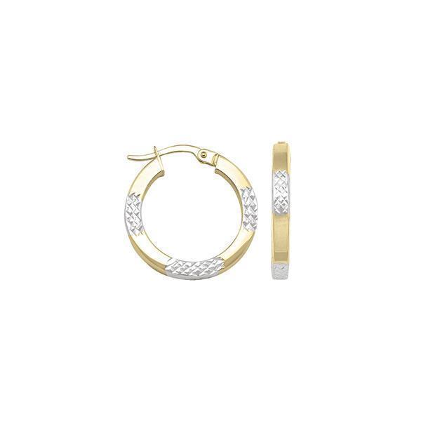 14K Two Tone Gold Hoop Earrings - 2T