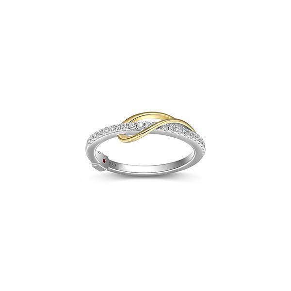 RR4LAFD-2T-7 "Confluence" Pear Shape and Cubic Zirconia Ring - Silver and Gold