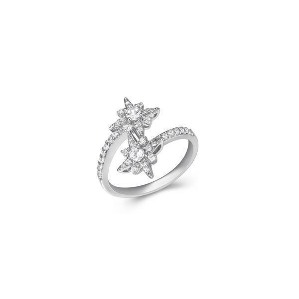 Diamondlite Cubic Zirconia Double Star Ring - Silver - Size 7