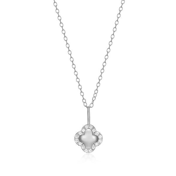 CJ Monte sterling silver labcreated diamond four leaf clover necklace