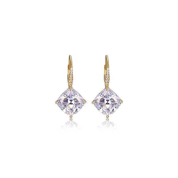 Diamondlite Cubic Zirconia 10mm Cushion Pave Leverback Earrings - Gold