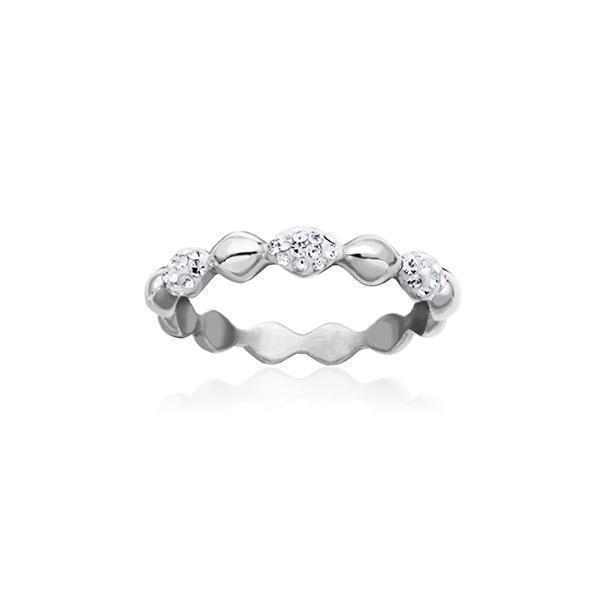CJ Steelx Teardrop Micropave and High Polish Band - Silver - Size 6