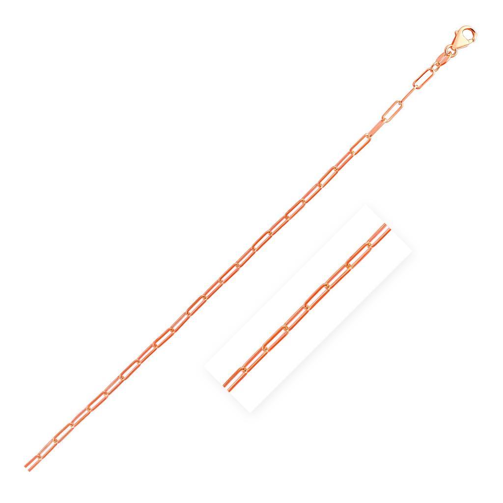 14K Rose Gold Delicate Paperclip Chain (2.10 mm) -18"