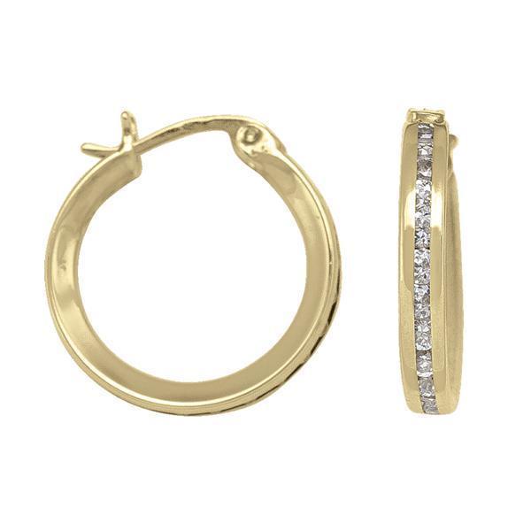 10K Gold Cubic Zirconia Hoop Earrings - 10KY