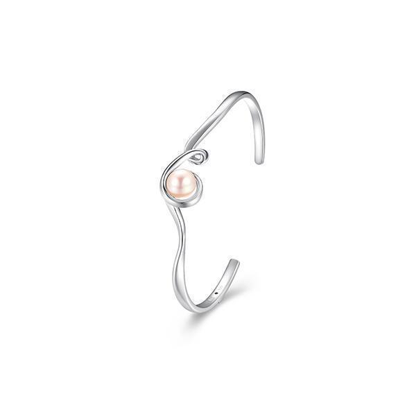 BR1LAPP-W "Luna" Genuine White Pearl Cuff Bangle