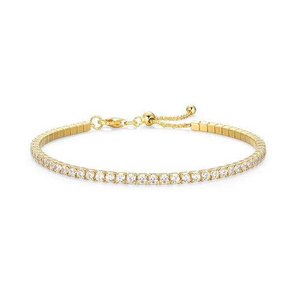 B31ACHY00-Y-8 Sterling Silver 2.5mm Round Cubic Zirconia Adjustable Tennis Bracelet Size 8