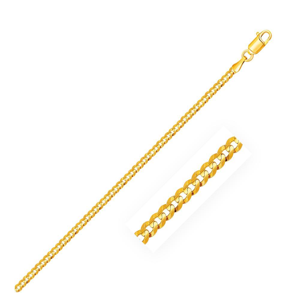 14k Yellow Gold Solid Curb Chain (2.60 mm) - 16"