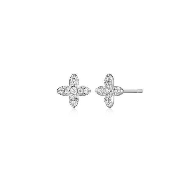CJ Monte sterling silver labcreated diamond flower stud earrings. 1/15 CT. T.W.