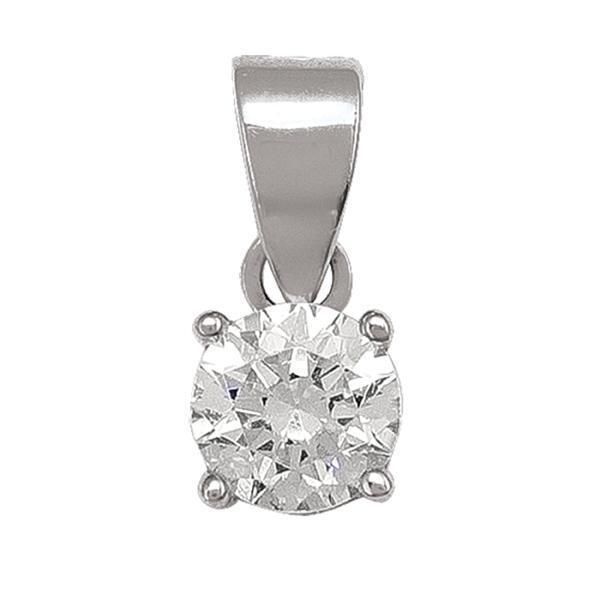 10K Silver Cubic Zirconia Pendant - 0.8gm - 10KW