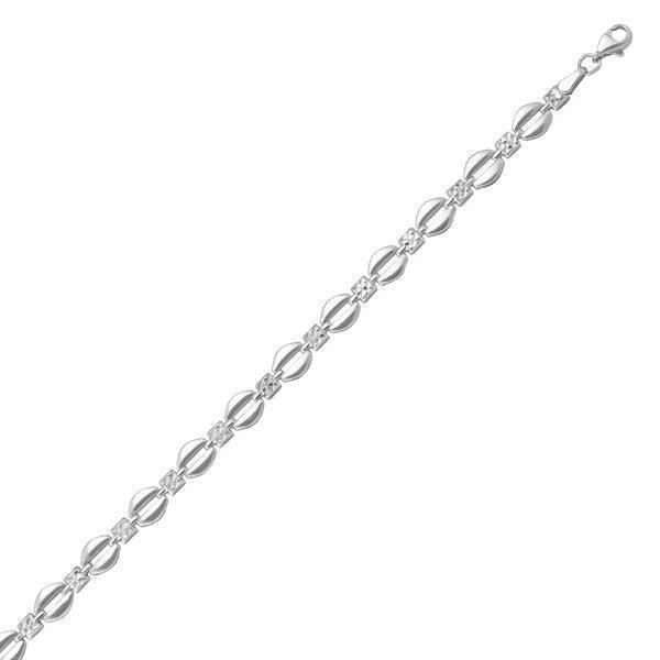 10K Silver Oval Shaped Link Bracelet - 10KW