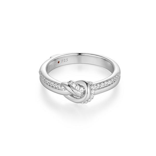 RR4LAKU00-W-9 Sterling Silver UNITY Cubic Zirconia Knot Ring Size 9