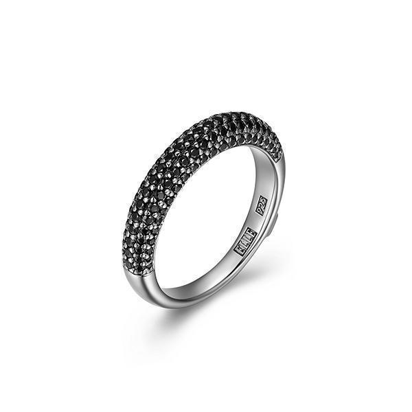 R64LAEX-B-9 "Stardust" 5-Row Black Spinel Half Eternity Ring - Black