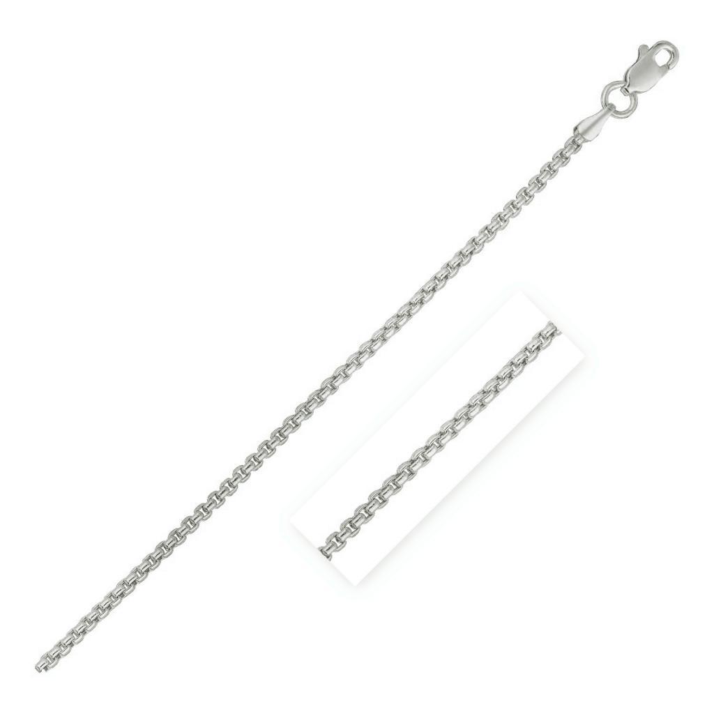 14k White Gold Round Box Chain (1.3 mm) - 16"
