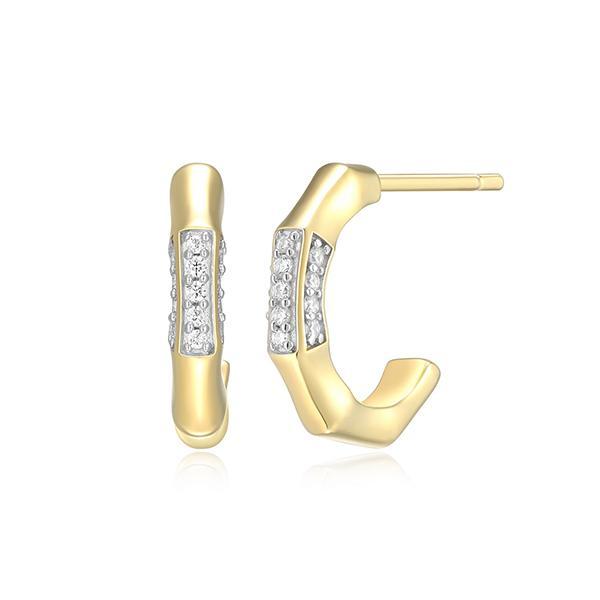 CJ Monte sterling silver lab-created diamond 12mm bamboo half hoop earrings