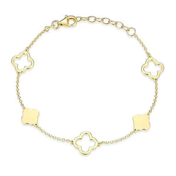 B31ADSRA0-Y-6.5 Sterling Silver Open Clover Station Bracelet Size 6.5