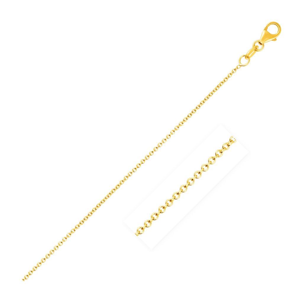 14k Yellow Gold Round Cable Link Chain (1.1 mm) - 16"