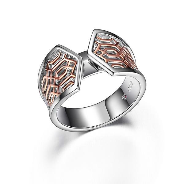 RR4LA7TA0-2T-7 Sterling Silver Spear Two Tone Spear Ring Size 7