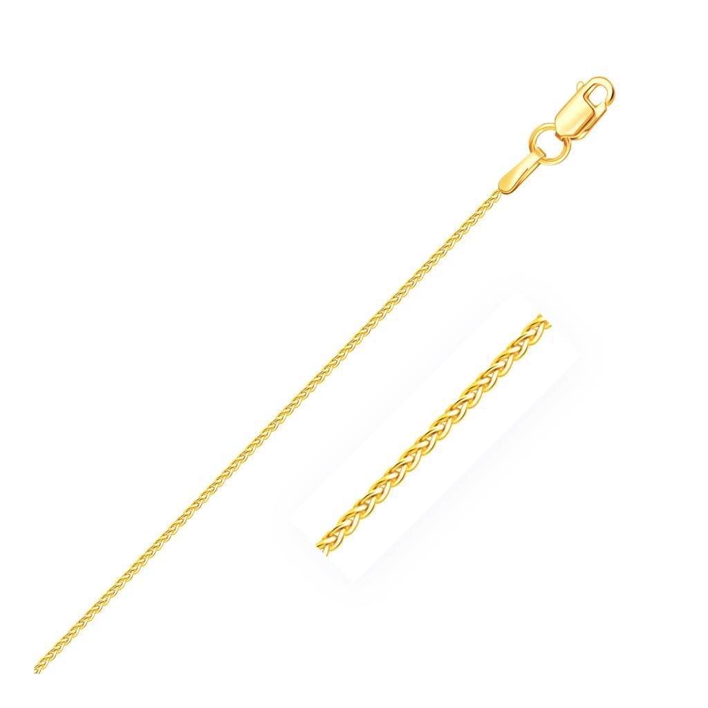 14k Yellow Gold Round Wheat Chain (1.00 mm) - 16"