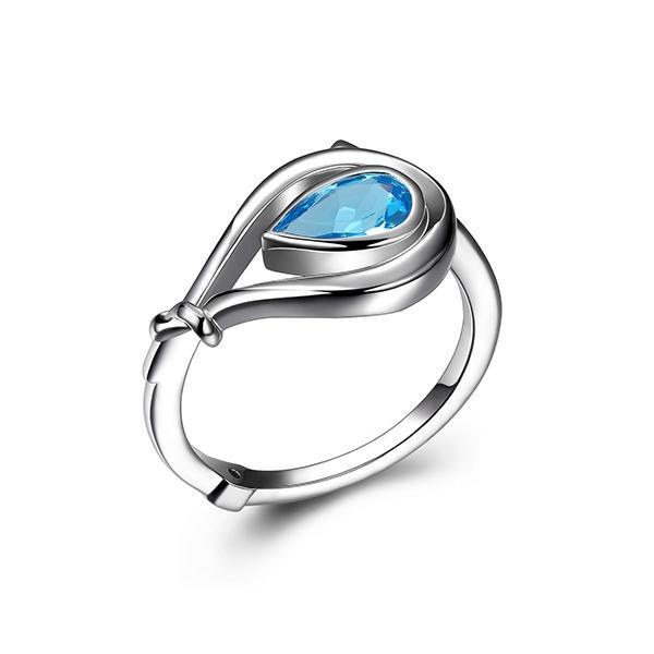 RR4LA5712-W-8 Sterling Silver Genuine SwiSterling Silver Blue Topaz Ring Size 8