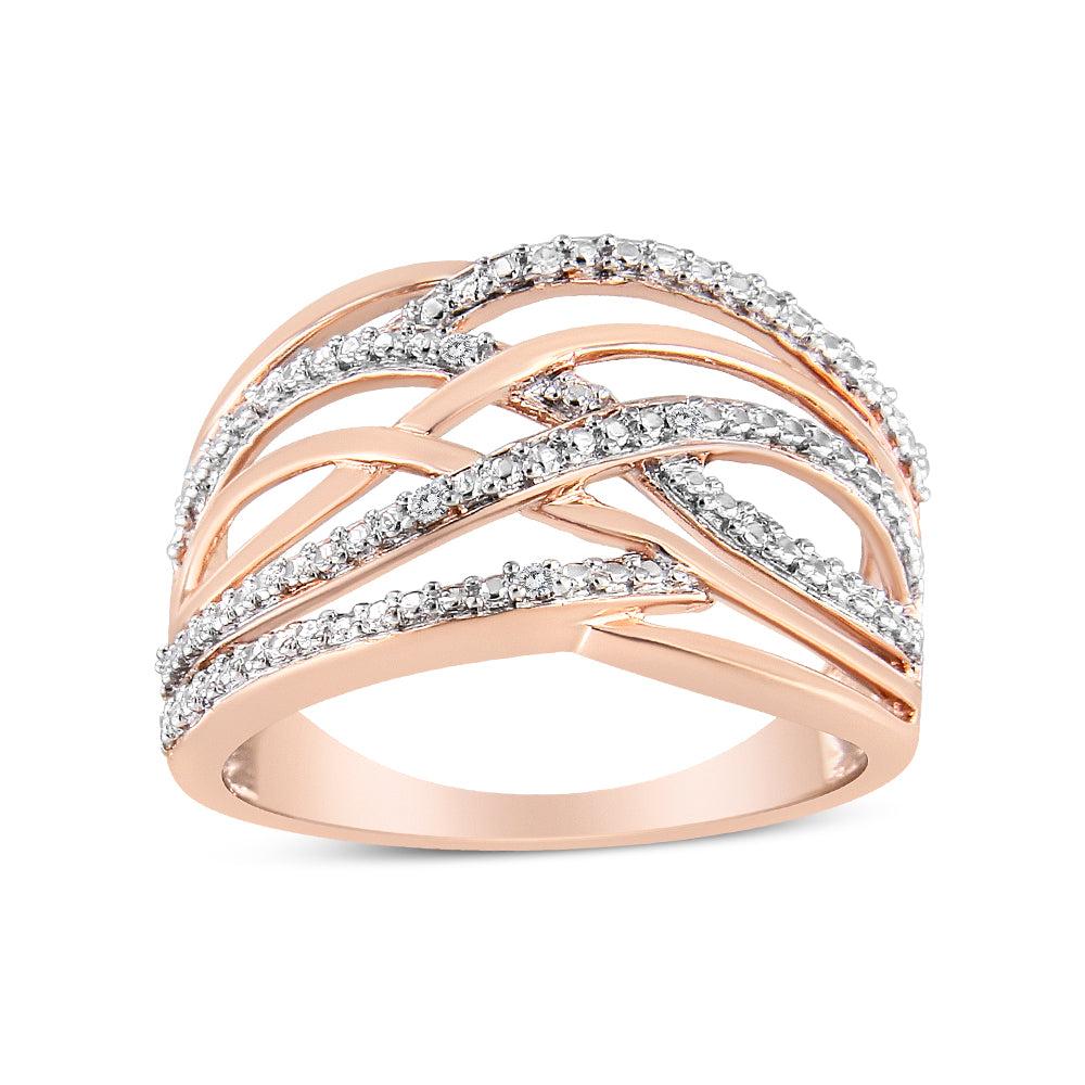 .925 Sterling Silver Diamond Accent Crossover Ring (I-J Color, I2-I3 Clarity) Ring Size-6.0