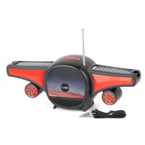 Cool Jet Airplane Colorful Portable Stereo Bluetooth Wireless Speaker with Solar Panel KIFJ866 for Universal Cell Phone And Bluetooth Device - Red