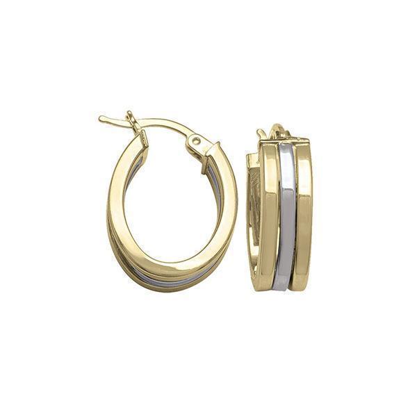 14K Two Tone Gold Hoop Earrings - 2T