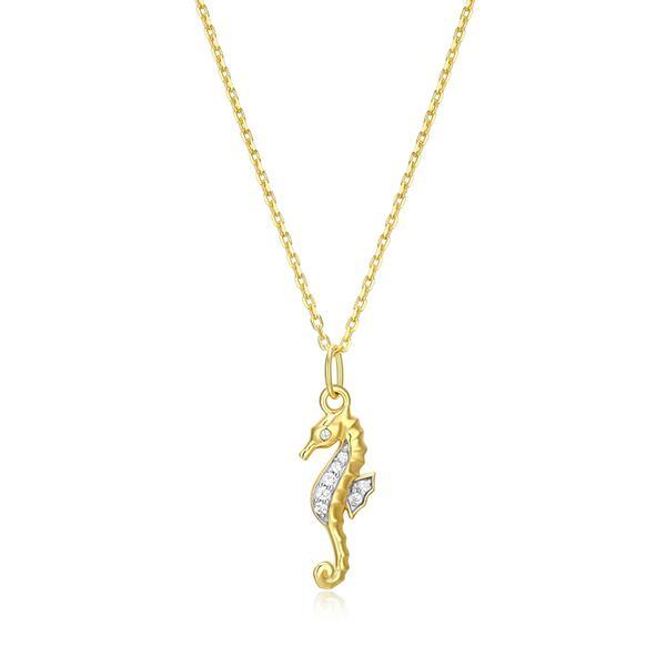 CJ Monte sterling silver lab-created diamond seahorse necklace