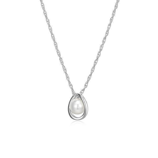 NR0LBV3-W "Luna" Sterling Silver White Pearl Necklace