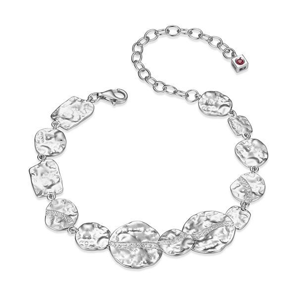 BR1LAQ80-W-6.5 Galaxy Multi-Size Round Disc Link Bracelet Size 6.5