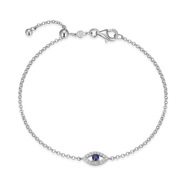 CJ Monte sterling silver lab-created diamond & created sapphire adjustable evil eye bracelet