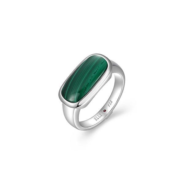 RR4LAHW30-W-6 Sterling Silver ALLURE Malachite Emerald Cushion Ring Size 6