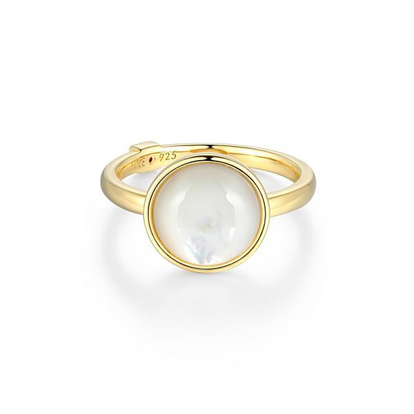 R34LAKMA9-Y-6 Sterling Silver LUSTRE Cabochon White Pearl Ring Size 6