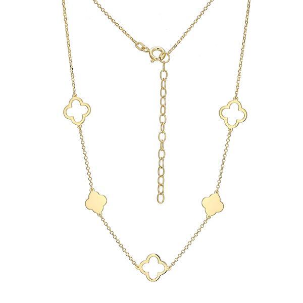 N30ADHGA0-Y-16 Sterling Silver Open Clover Station Necklace Size 16