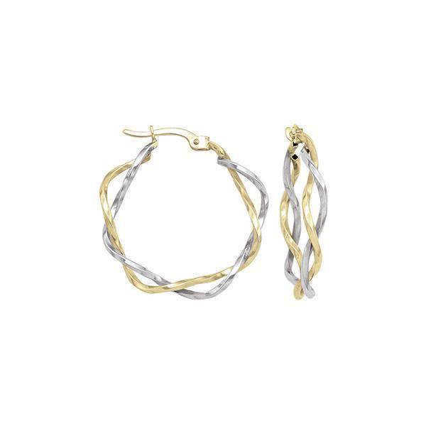 14K Two Tone Gold Hoop Earrings - 2T