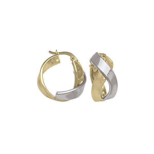 10K Two Tone Gold Hoop Earrings - ETECA194 - 2.1 gm - 2T