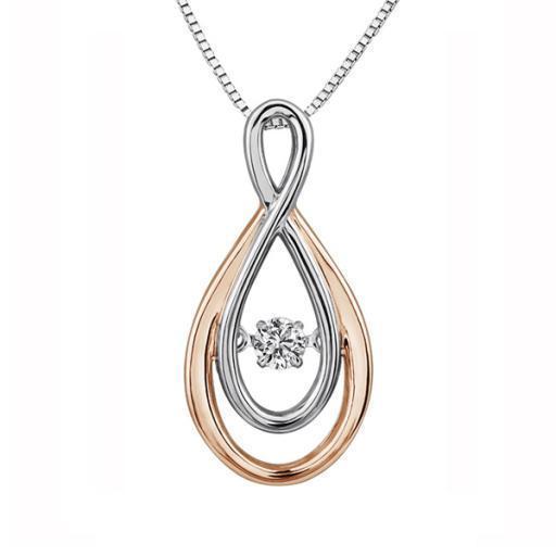 Layered Infinity Pendant in 10K Rose and White Gold with Diamond (0.10 CT.)