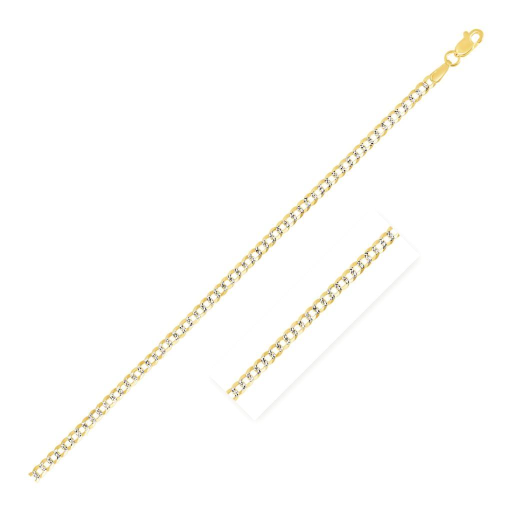 14k Two Tone Gold Pave Curb Chain (2.60 mm) - 16"