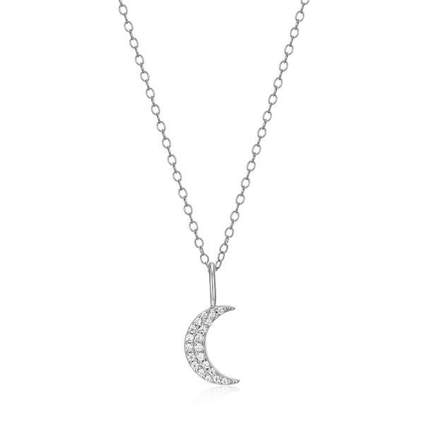 CJ Monte sterling silver labcreated diamond crescent moon necklace