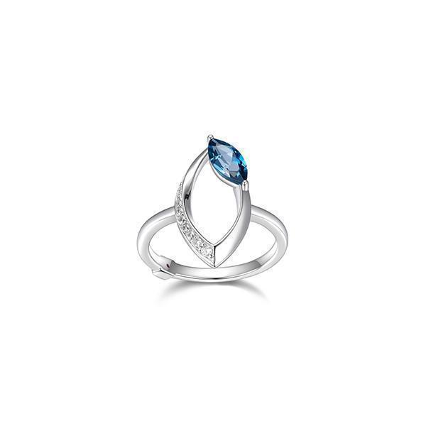 RR4LADW-B-8 "Swing" Topaz and Pave Cubic Zirconia Marquise Shape Ring  - Silver
