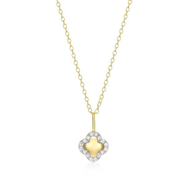 CJ Monte sterling silver lab-created diamond four leaf clover necklace