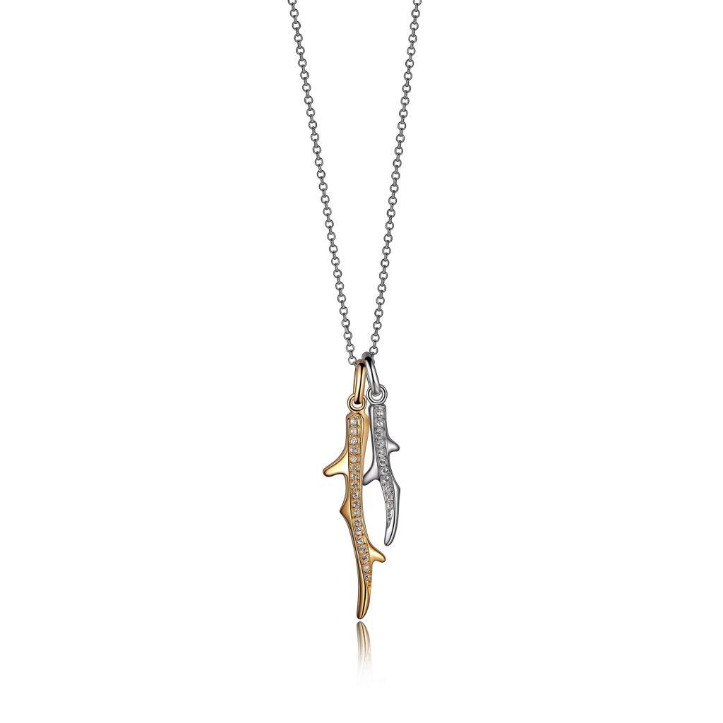 NR0LB9S-2T Island Life Coral Swarovski Crystal Two Tone Necklace