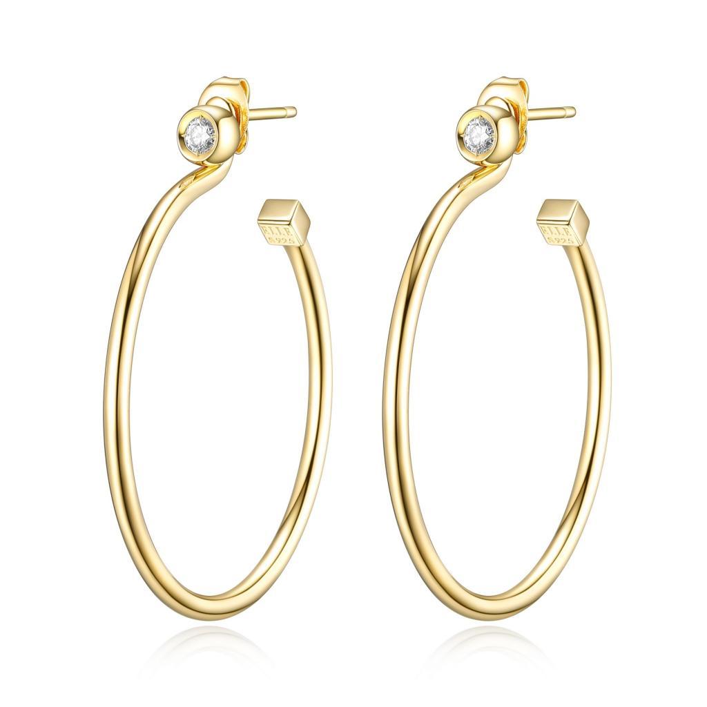 E32LCGZ-Y Bubble Round Cubic Zirconia Stud and Removable Earrings